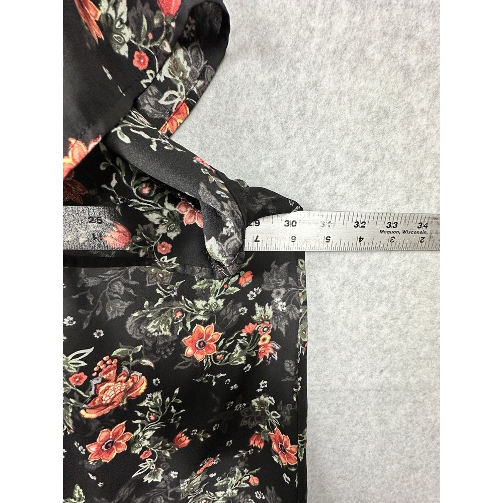 Torrid Womens 4 Chiffon Floral Blouse Short Sleeve Black Georgette Top Flaw - Picture 8 of 9
